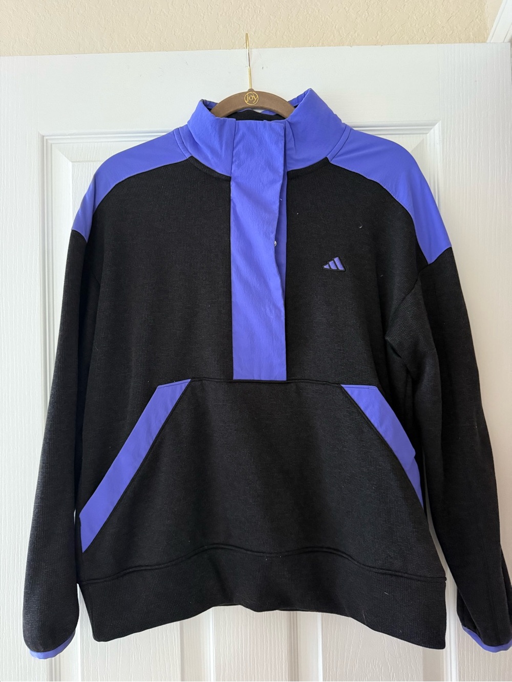 Adidas Black and Purple Half-Zip